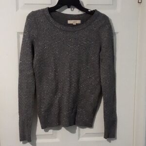 LOFT Women's Sparkling Gray Crew Neck Sweater